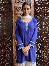 Starlit Blue Chikankari Short Kurta